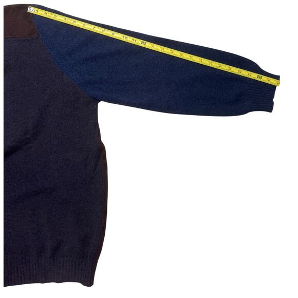 Neiman Marcus Cashmere Sweater Navy and Brown Long Sleeve Luxury Soft XL - Picture 5 of 7